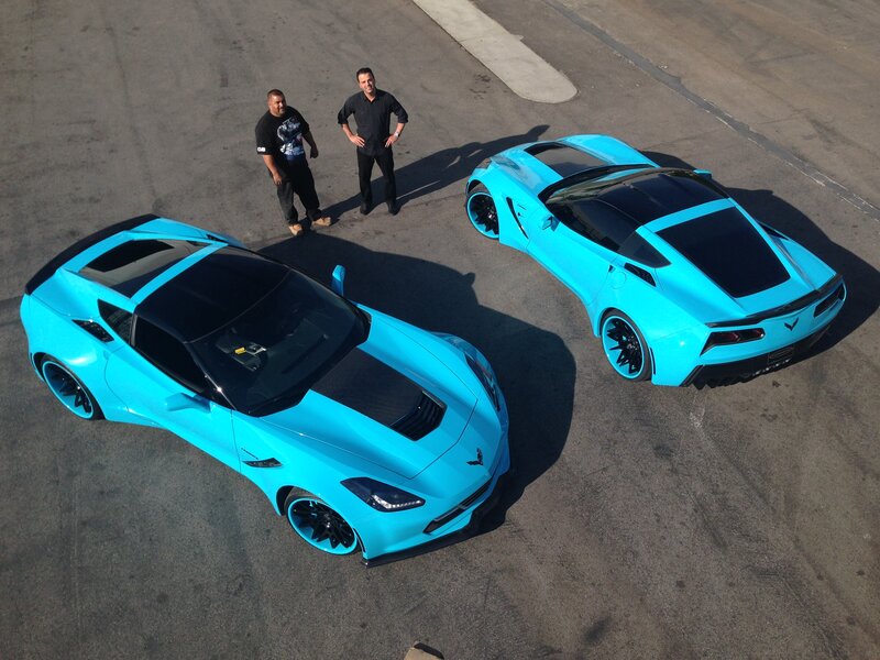 Two Blue Corvettes