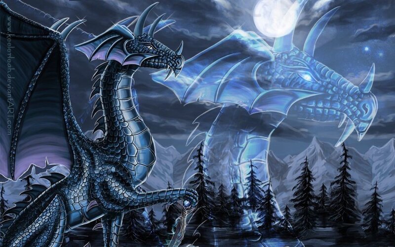 Two Blue Dragons