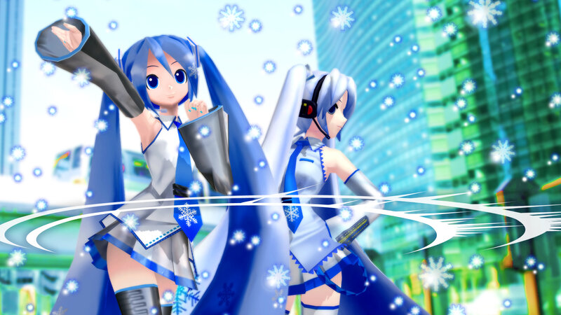 Two Blue-haired Anime Girls