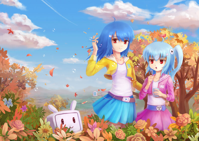 Two Blue-haired Girls — Blue, Peaceful