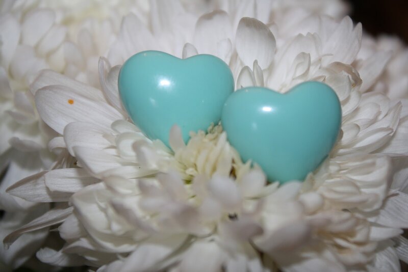 Two Blue Hearts on Flower
