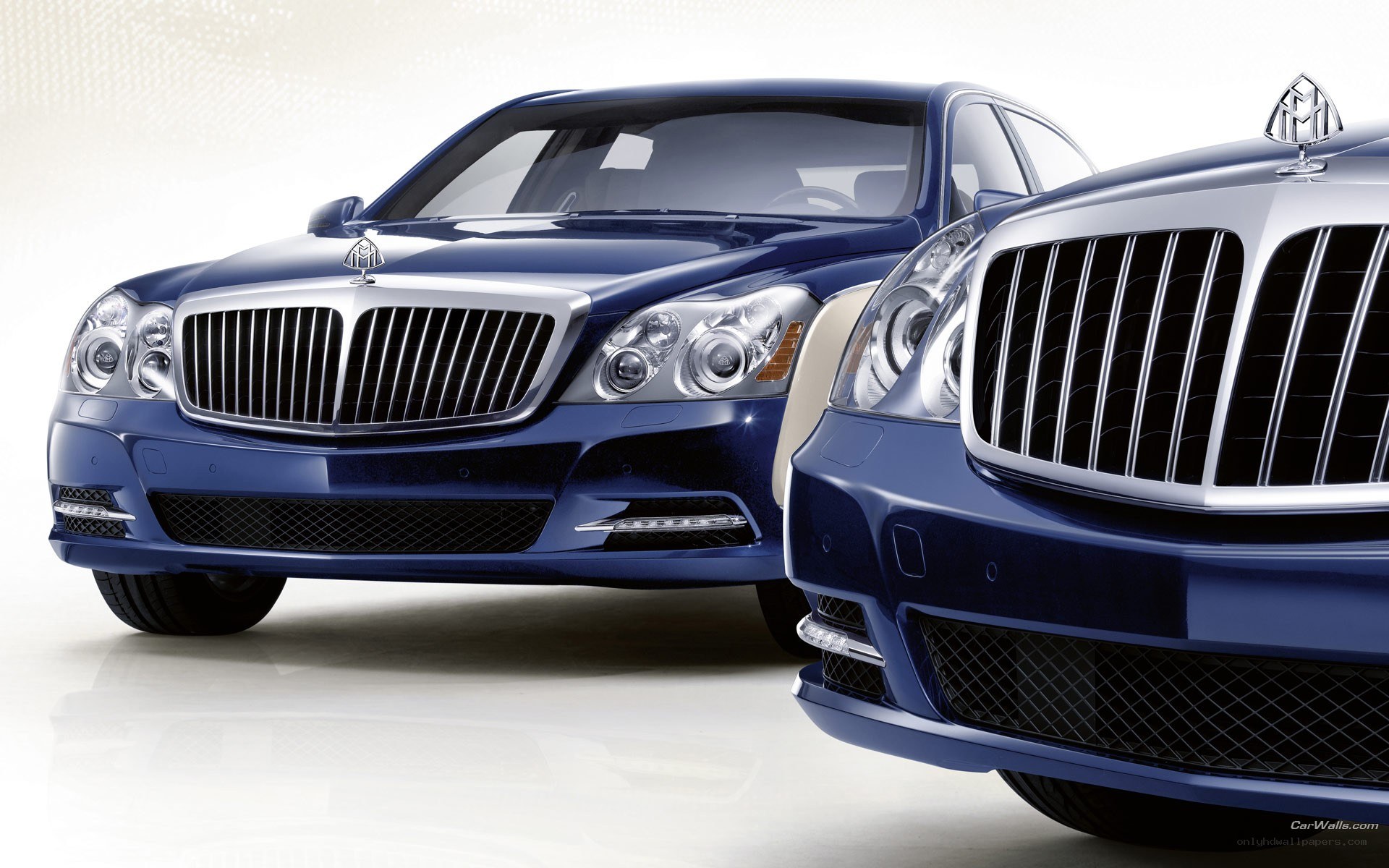 Two blue Maybach cars