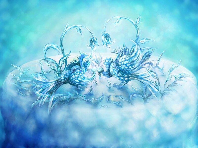 Two Blue Phoenixes