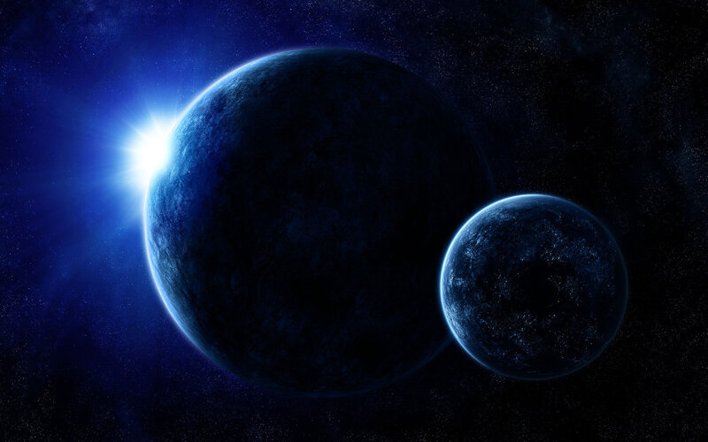 Two Blue Planets in Space
