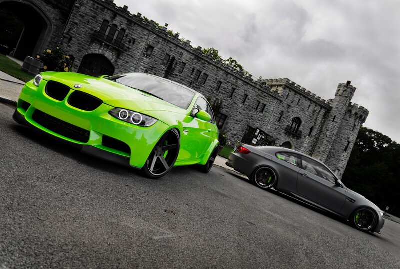 Two BMW Cars — Green, Dramatic, Afternoon, Photograph