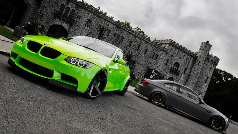 Two BMW Cars — Green, Dramatic, Photograph
