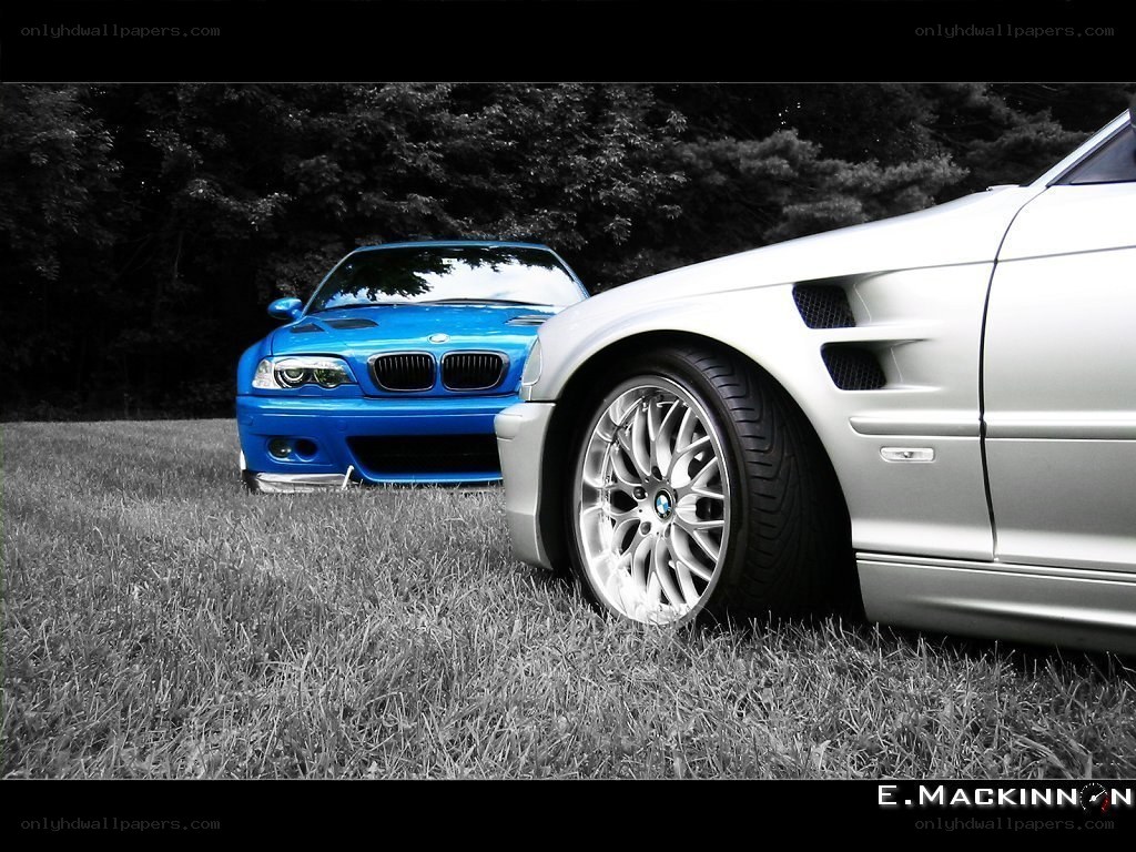 Two BMW cars on grass