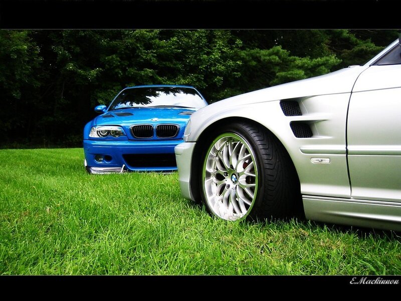 Two Bmw Cars on Grass — Green