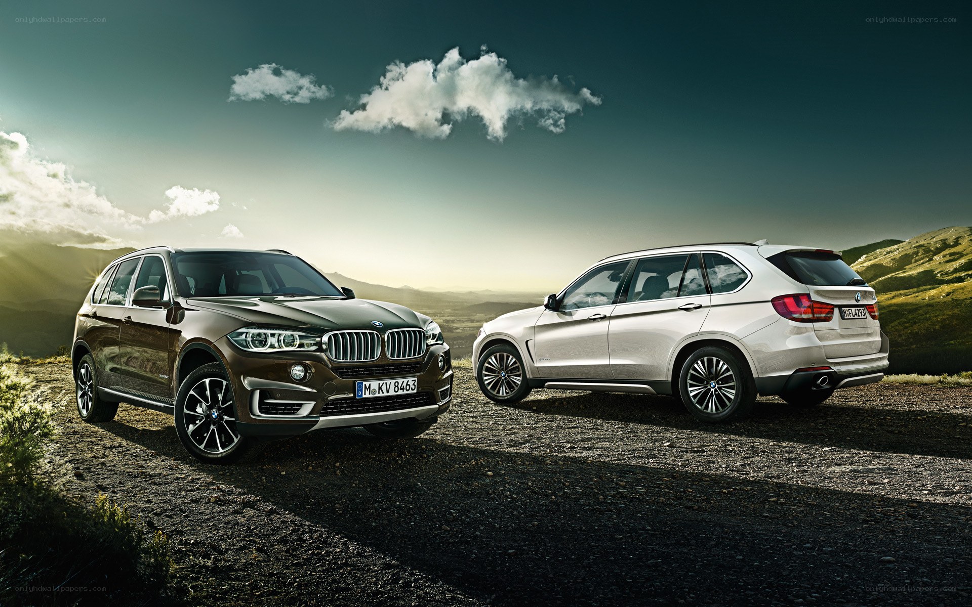 Two BMW SUVs on a mountain road