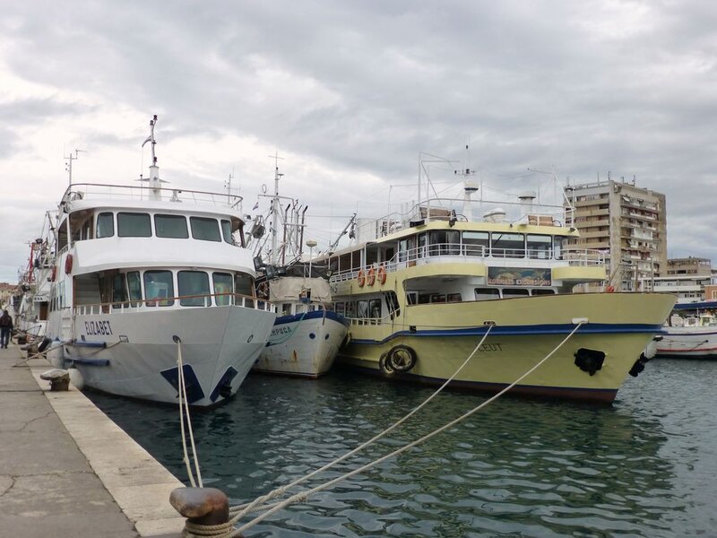 Two Boats at Dock — White