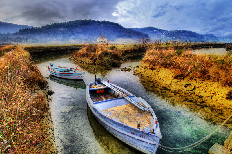 Two Boats in a River