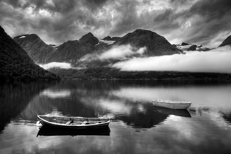 Two Boats on a Lake — Black