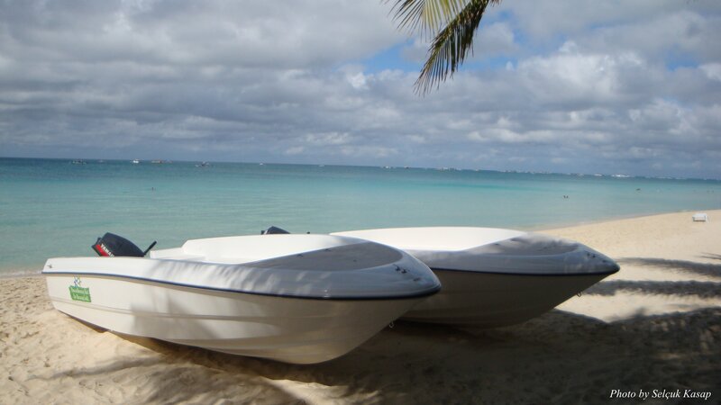 Two Boats on Beach — White