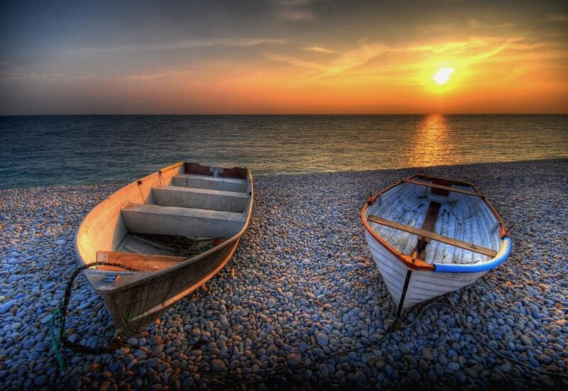 Two Boats on Pebble Beach