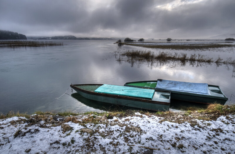 Two Boats on Shore — Green