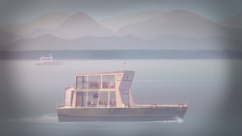 Two Boats on Water — Gray, Serene
