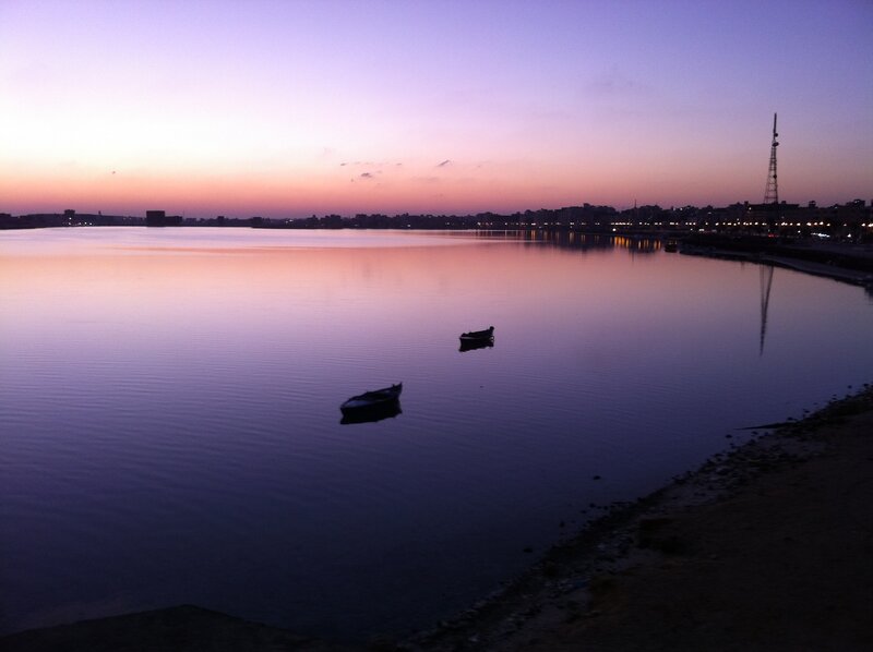 Two Boats on Water — Purple