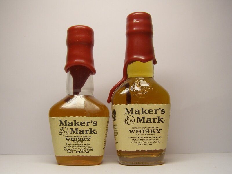Two bottles of Maker's Mark whisky