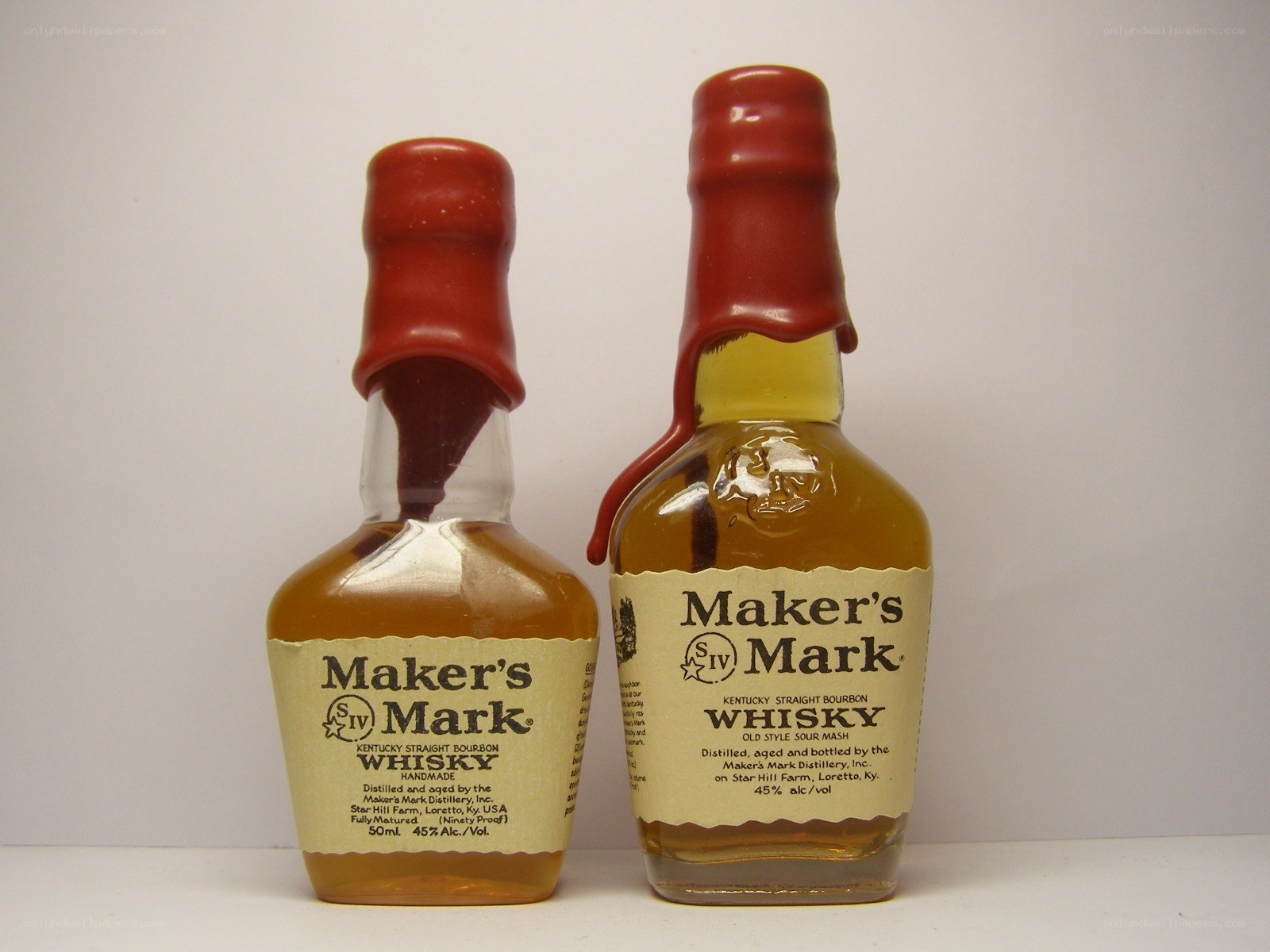 Two bottles of Maker's Mark whisky