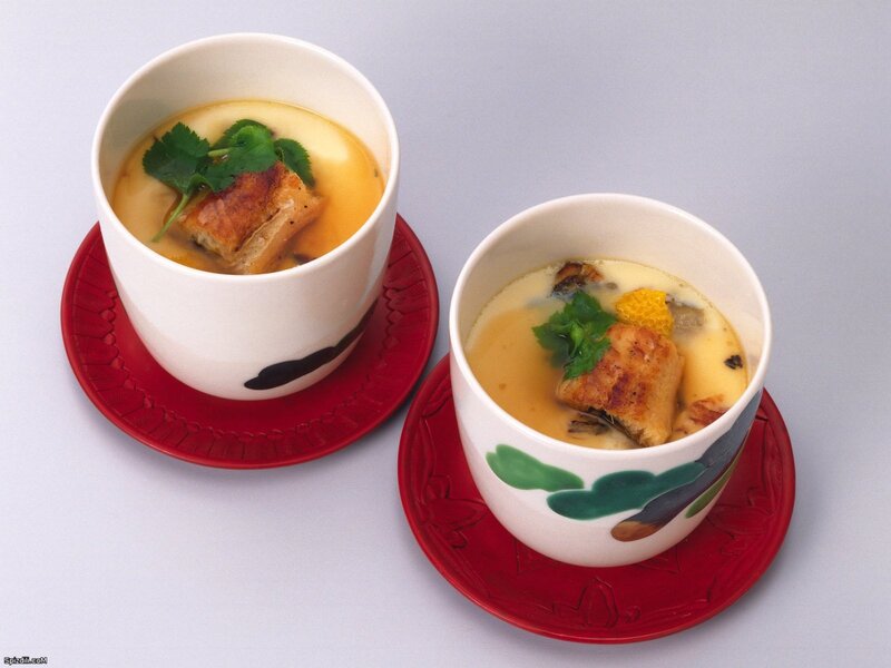 Two bowls of steamed egg custard
