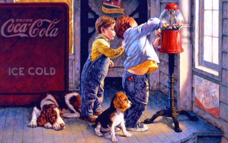 Two Boys at Gumball Machine