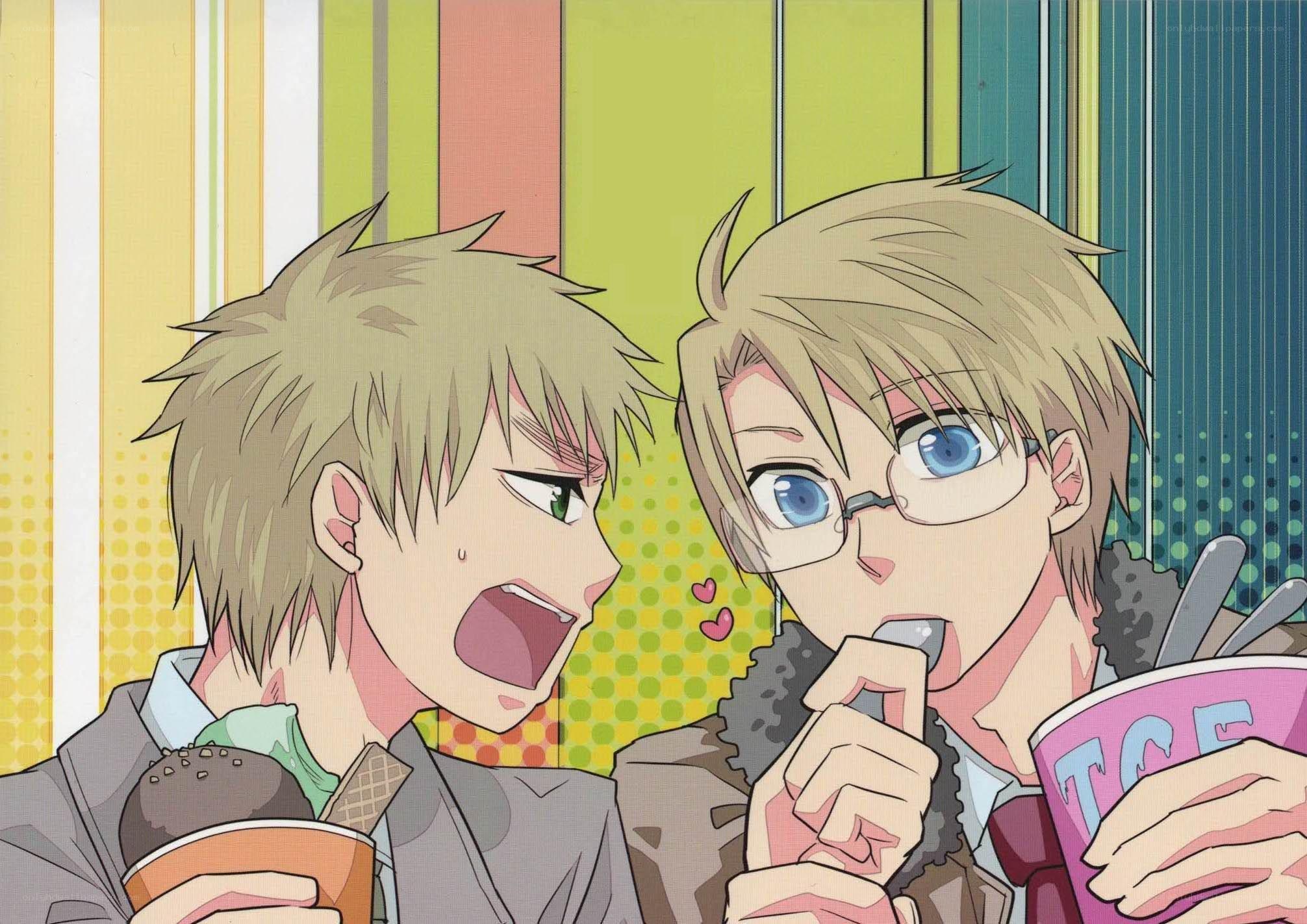 Two boys eating ice cream