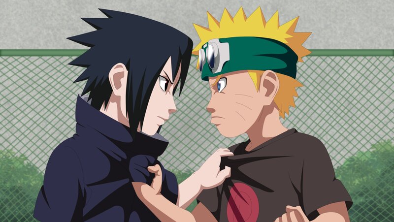 Two Boys Facing Each Other — Green