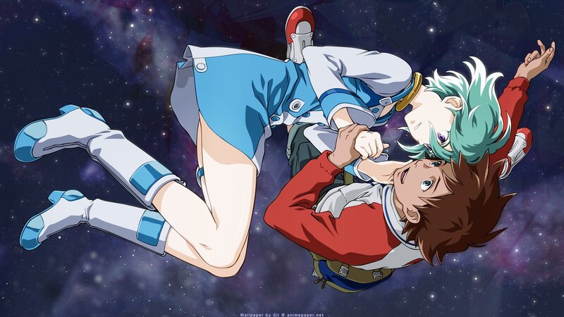 Two Boys Floating in Space — Blue