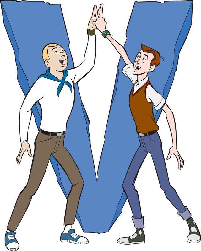 two boys giving high five