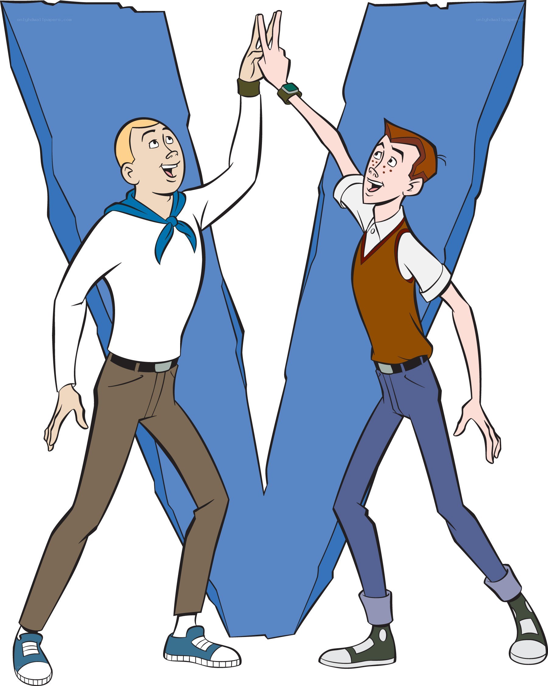 two boys giving high five