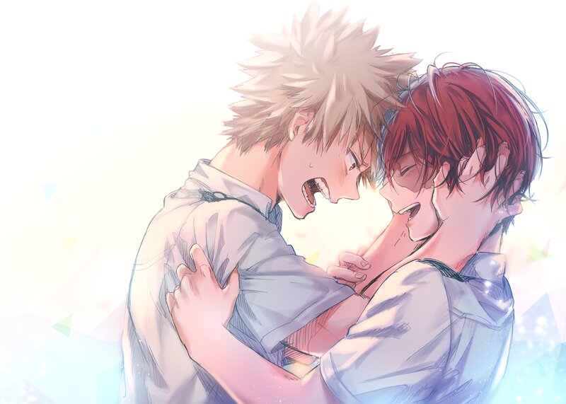 Two Boys Hugging — White, Intense