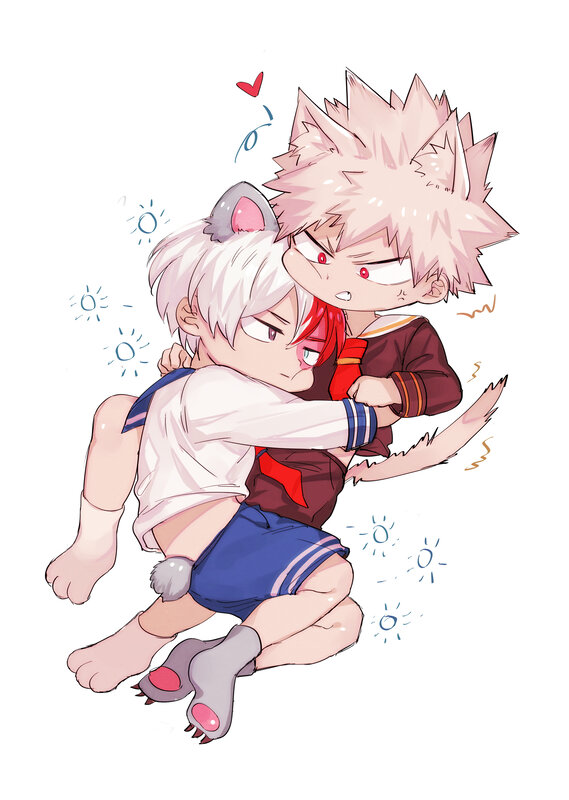 Two Boys Hugging — White, Playful