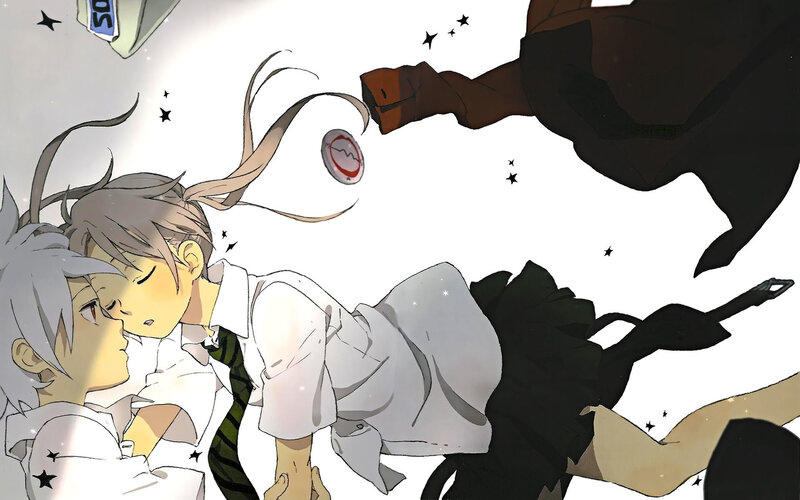 Two boys in a falling embrace