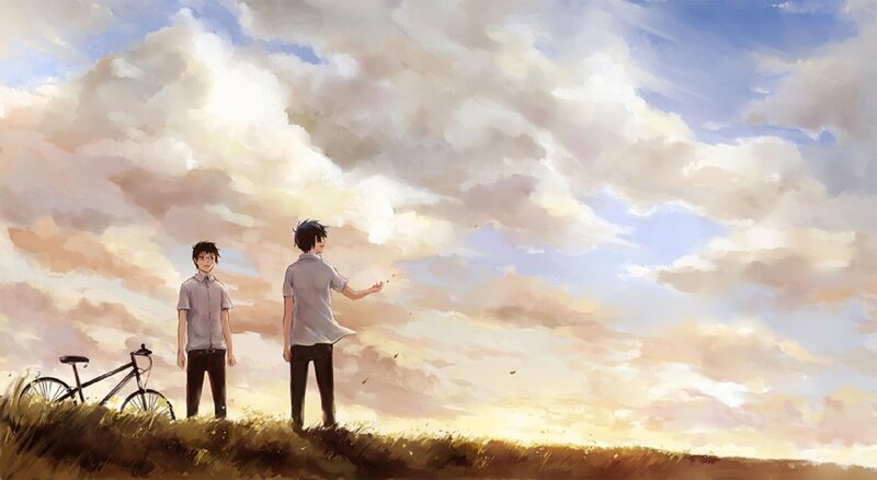 Two Boys in a Field — Blue