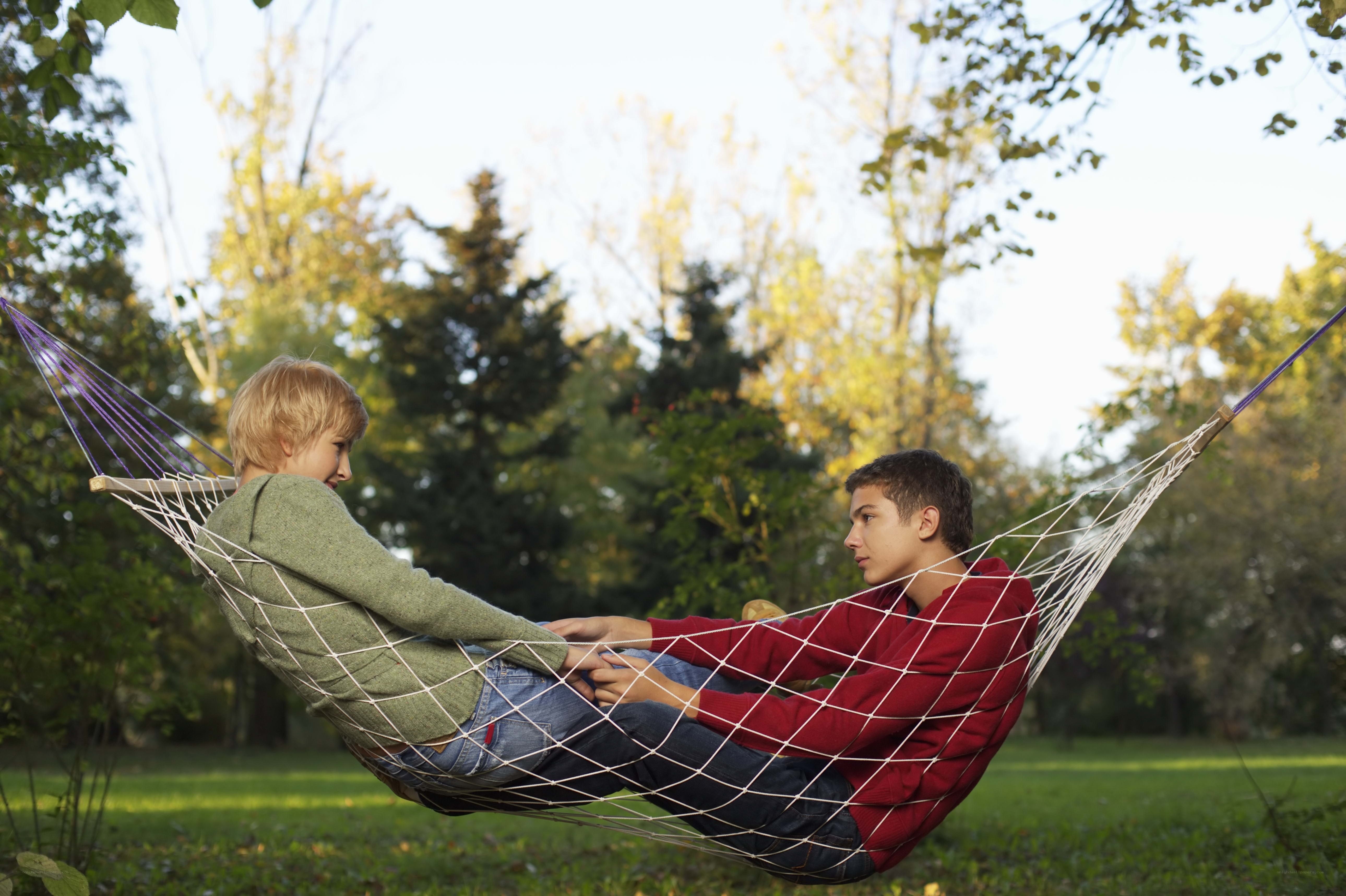 Two boys in a hammock