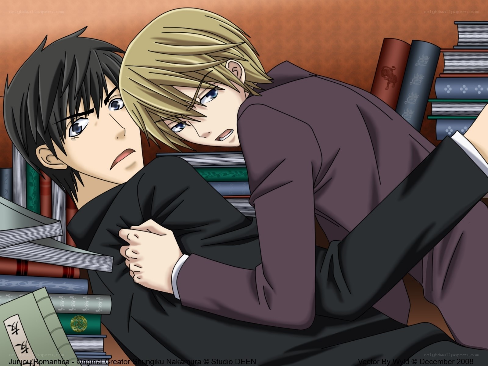 Two boys in a library