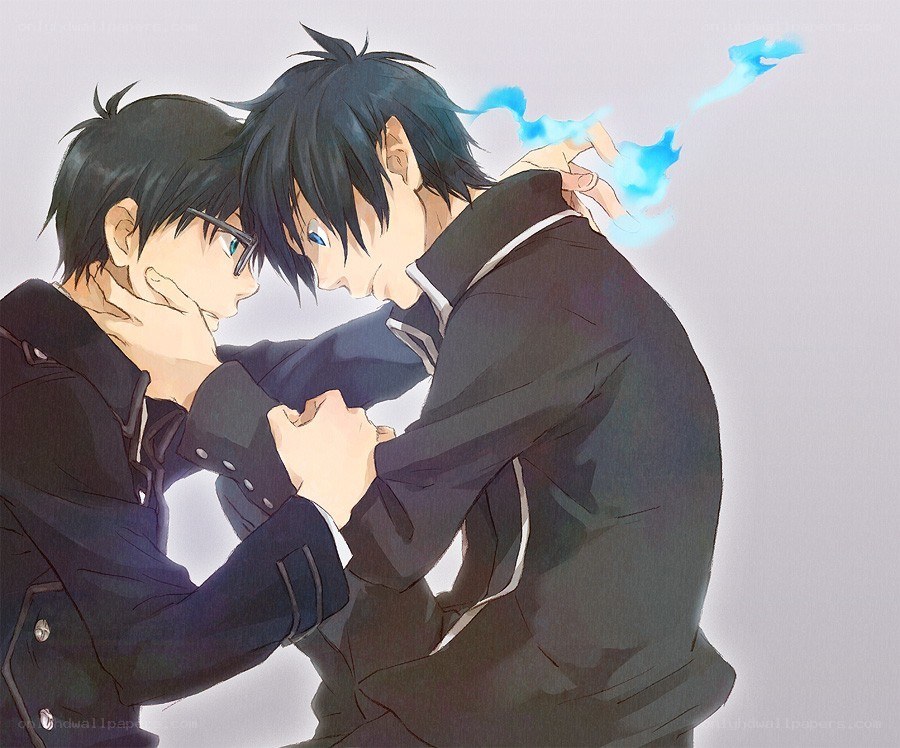 Two boys in a tense embrace