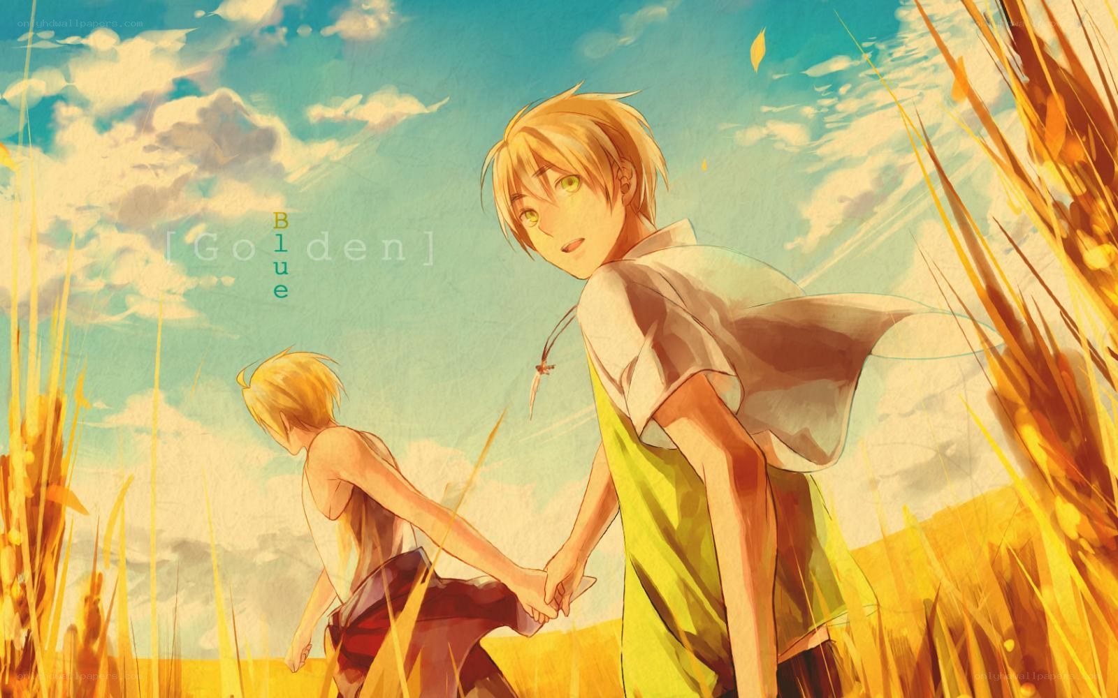 Two boys in a wheat field
