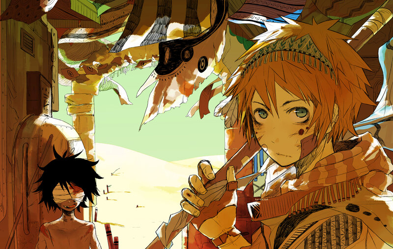 Two Boys in Desert — Orange