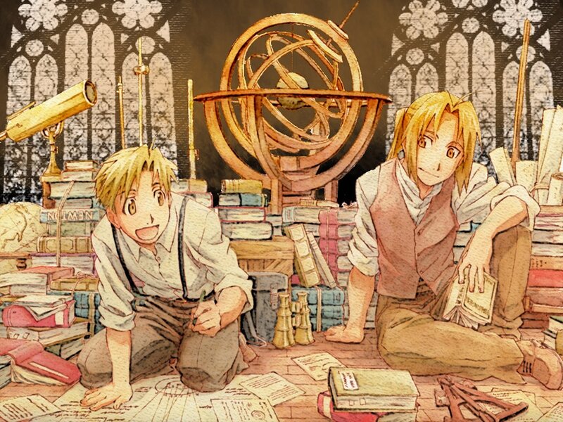 Two Boys in Library — Brown