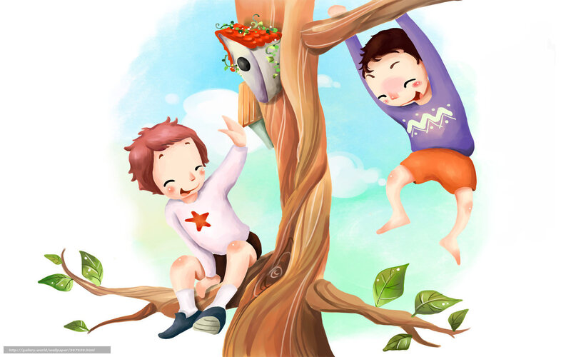 Two Boys in Tree