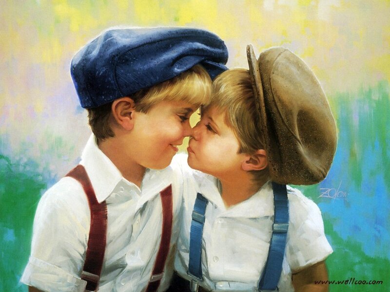 Two Boys Kissing — Blue