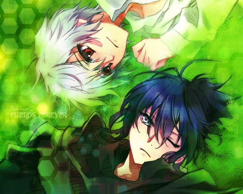 Two Boys Lying in Grass