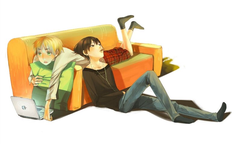 Two Boys on a Couch — Orange