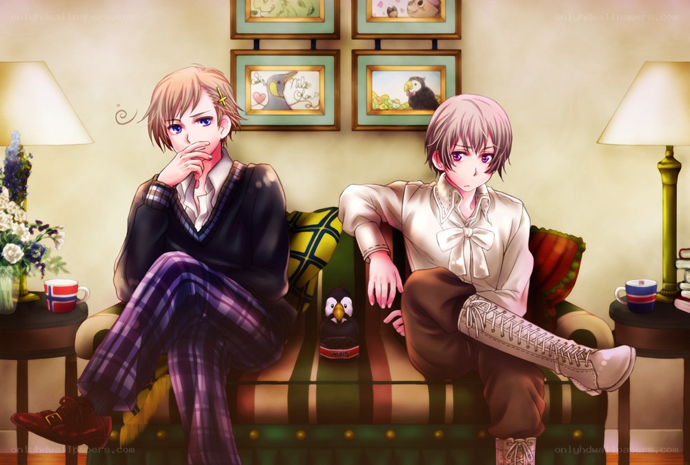 Two boys on a couch