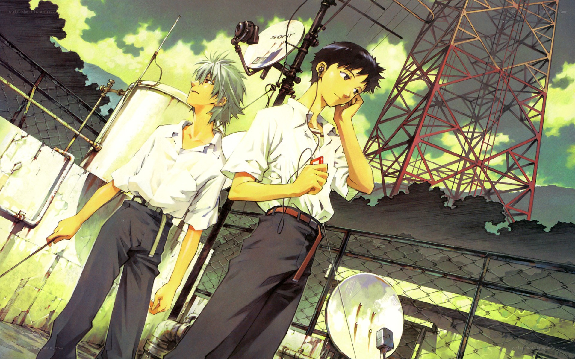 Two boys on a rooftop