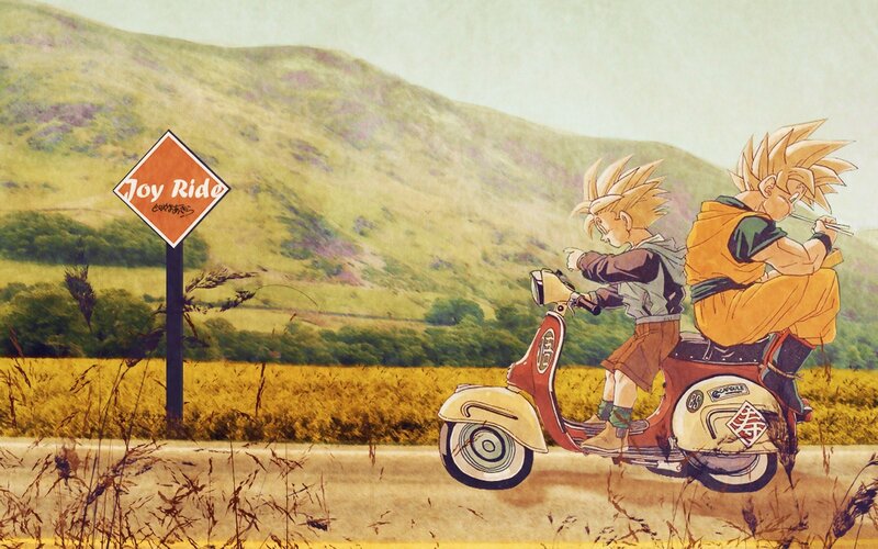 Two Boys on a Scooter — Yellow