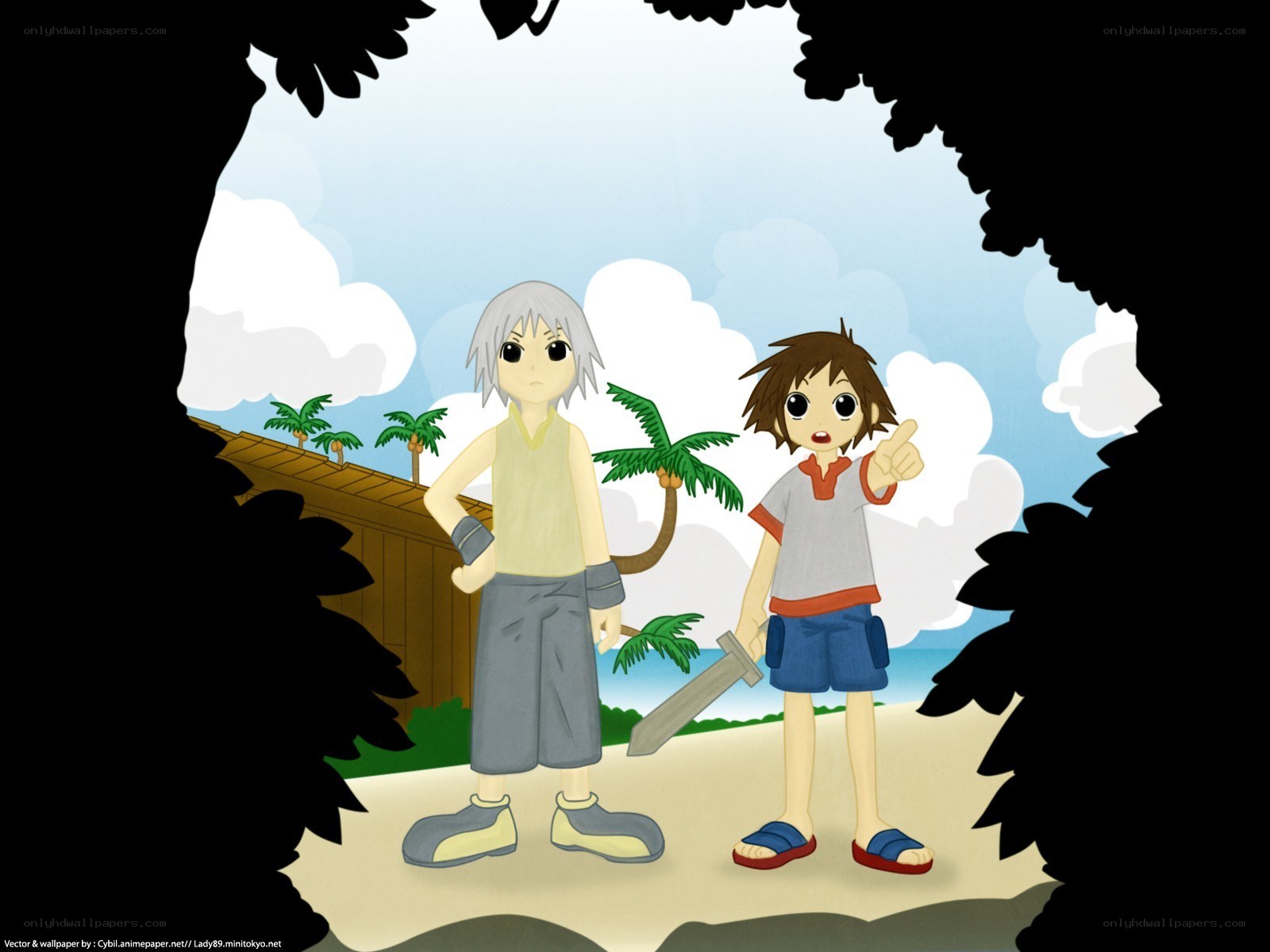 Two boys on a tropical island