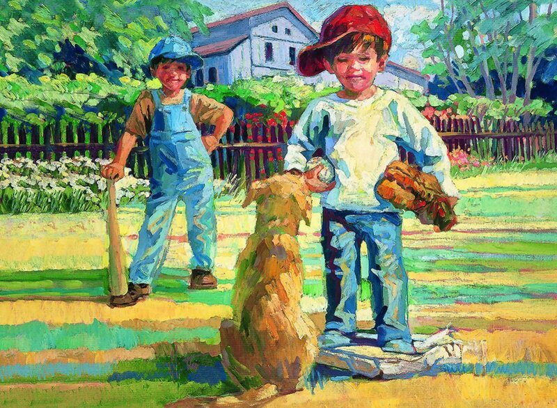 Two Boys Playing Baseball