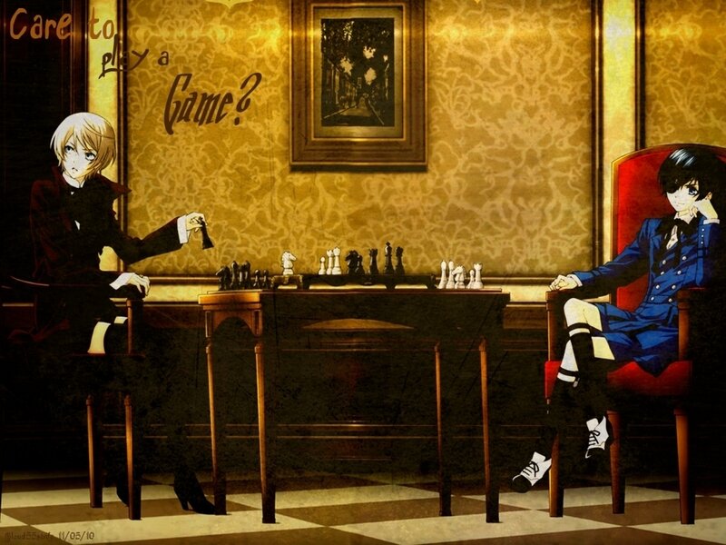 Two Boys Playing Chess — Gold